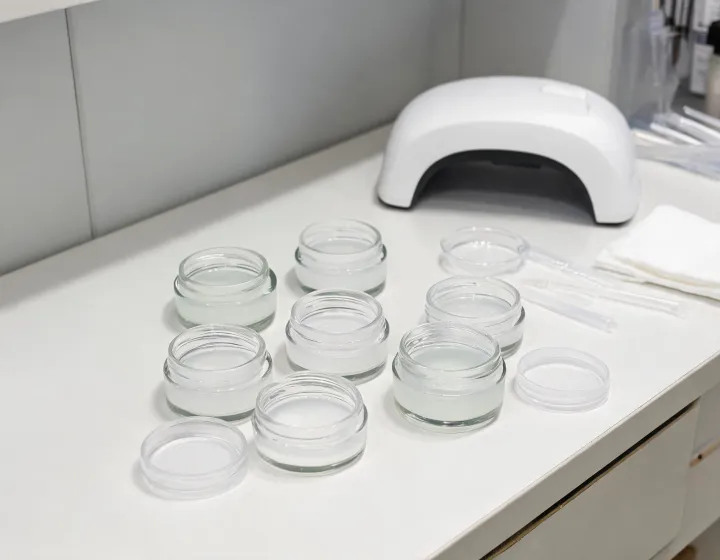 gel base coat uv on a cosmetics bench, illustration only